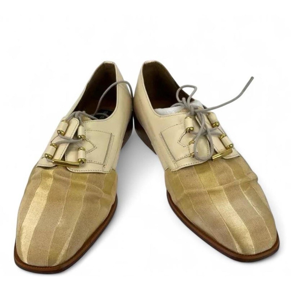 Giorgio Brutini Beige Leather Fabric Oxford Shoes 8.5M